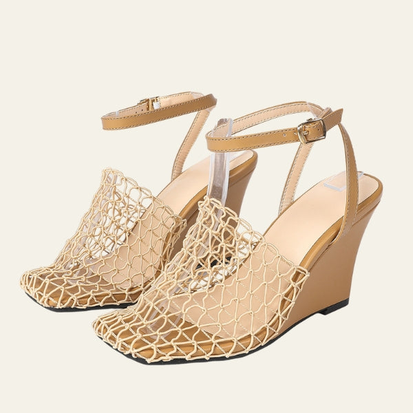 The Amalfi Net-Detail Wedge Sandals