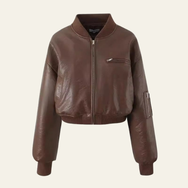 The Vienna Cropped Leather Bomber