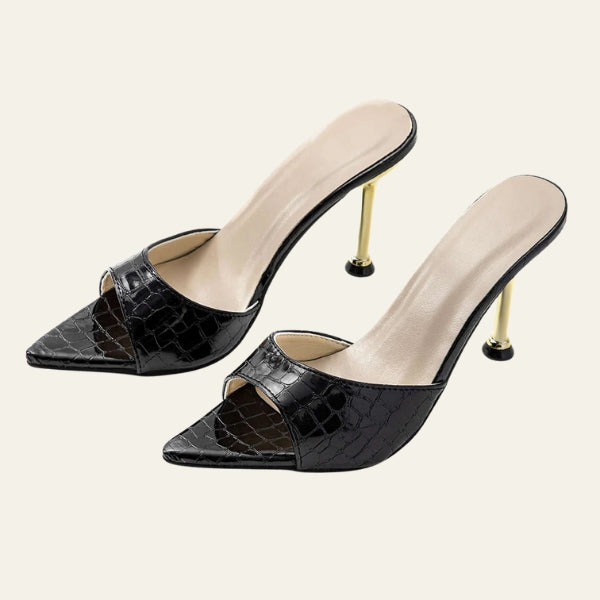 The Riviera Croc-Embossed Pointed-Toe Heels