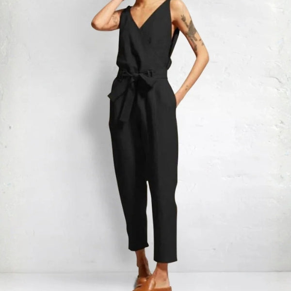 The Kyoto Belted V-Neck Jumpsuit