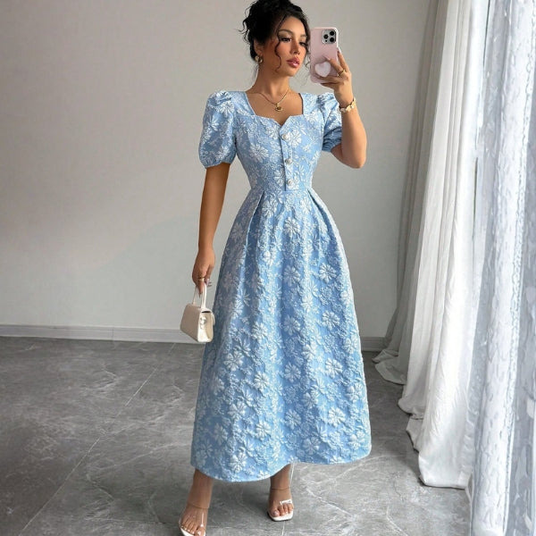 The Santorini Floral Textured Maxi Dress