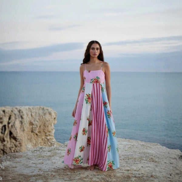 The Amalfi Paneled Floral Maxi Dress