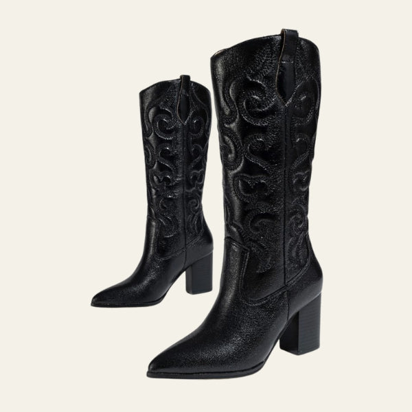 The Dakota Metallic Western Block-Heel Boots