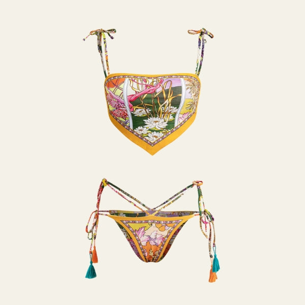The Maya Scarf-Hem Bikini Set