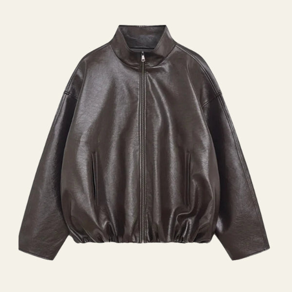 The Soho Zip-Front Leather Bomber Jacket