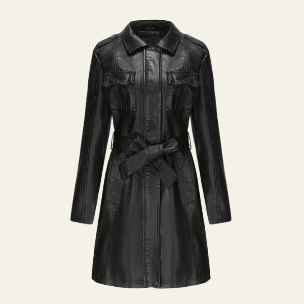 The Vienna Belted Leather Coat