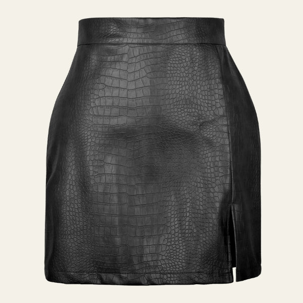 The Soho Croc-Texture Leather Mini Skirt