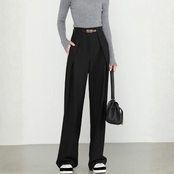 The Zurich Wrap-Waist Pleated Wide-Leg Trouser