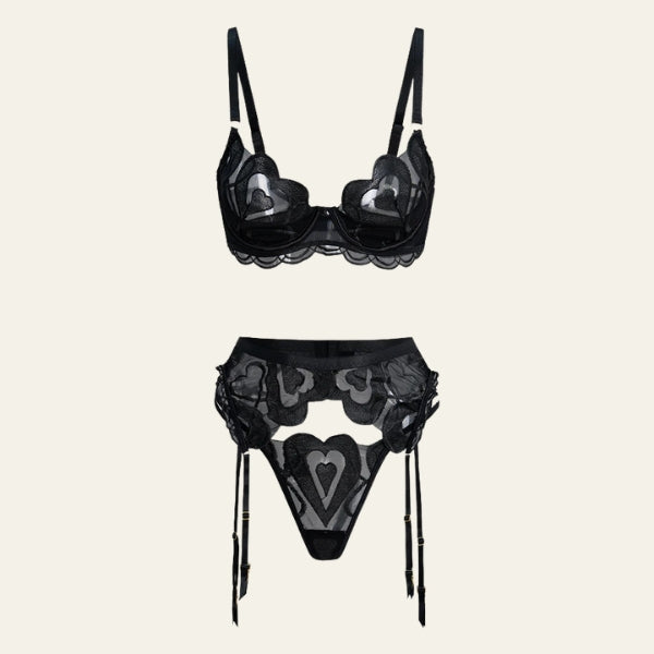 The Valentine Heart-Appliqué Lingerie Set