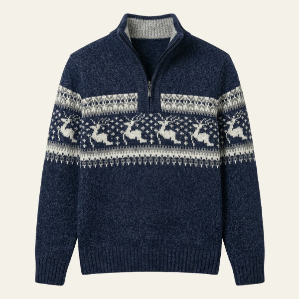 The Nordic Pattern Quarter-Zip Knit