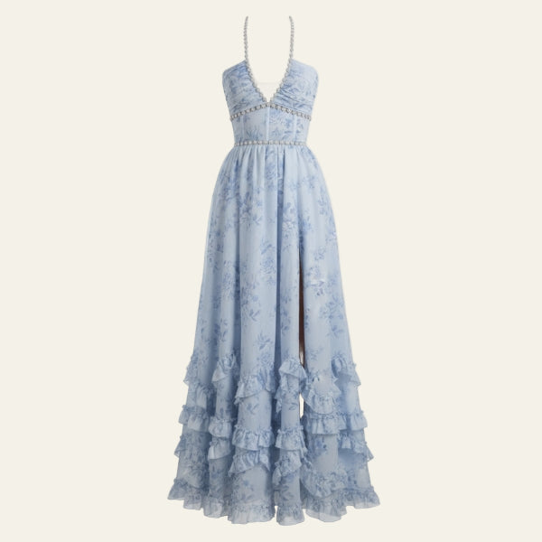 The Amalfi Blue Tapestry Maxi Dress