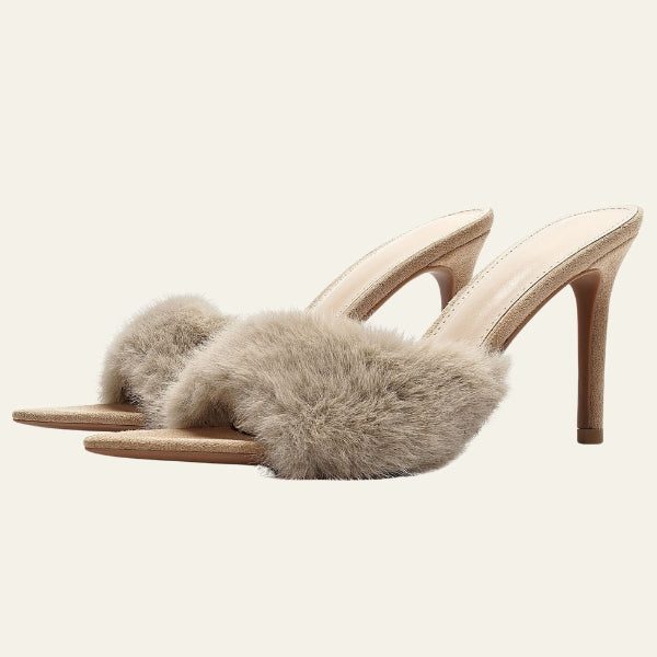 The Milan Plush Strap Pointed Mule Heels