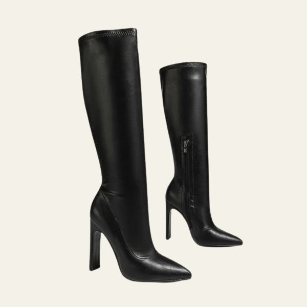 The Celeste Leather High Heel Boot