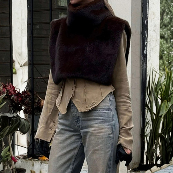 The Arles Faux-Fur Turtleneck Vest