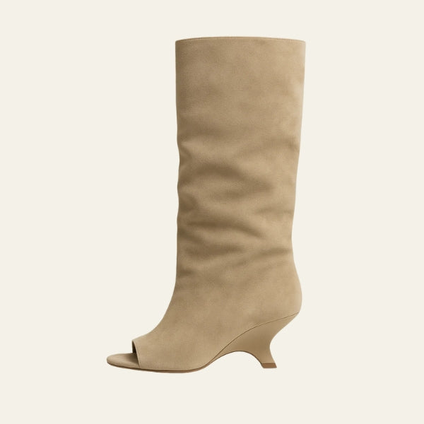 The Valencia Suede Peep-Toe Boots