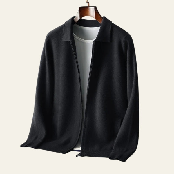 The Cashmere City Rib-Trim Zip Cardigan