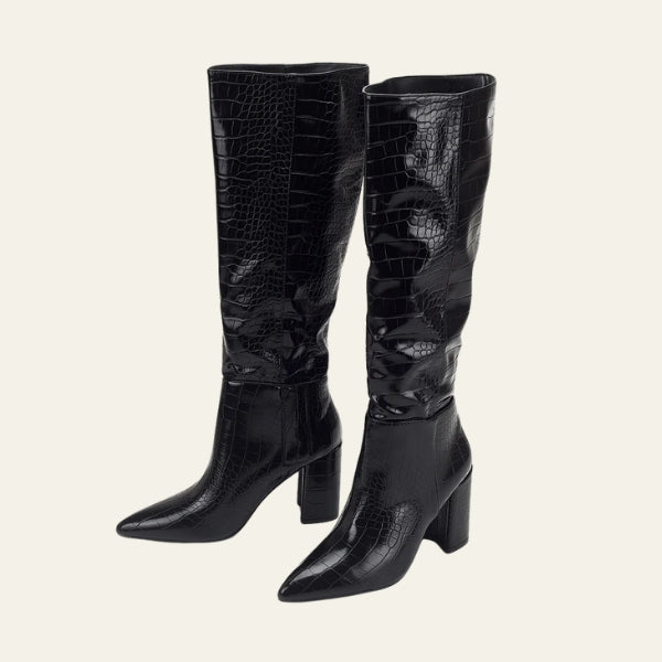 The Milan Croc-Embossed Knee-High Boots