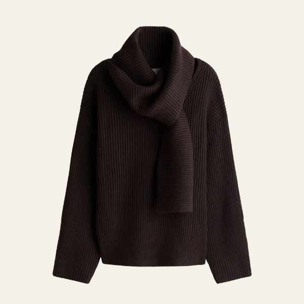 The Kyoto Scarf-Neck Ribbed Sweater