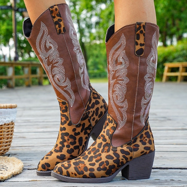 The Sedona Western-Embroidery Knee-High Boots