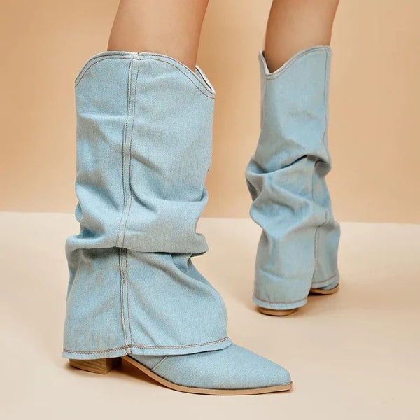 The Dallas Denim Slouch Boot