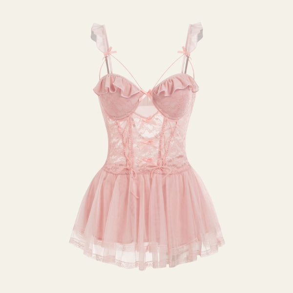 The Provence Lace-Up Thong Set