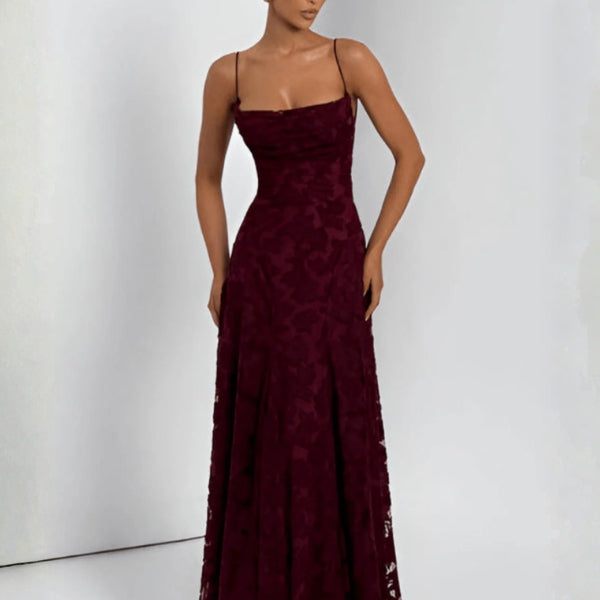 The Helia Lace-Pattern Maxi Dress