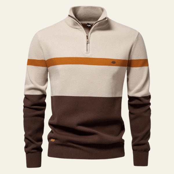 The Alpine Striped Half-Zip Knit Sweater