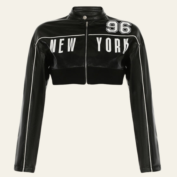 The Brooklyn Cropped Vegan Leather Moto Jacket