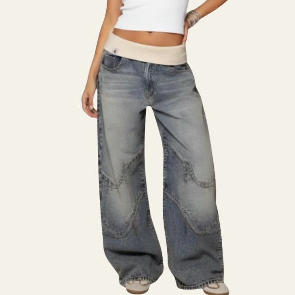 The Kyoto Curved-Seam Wide-Leg Denim Jeans
