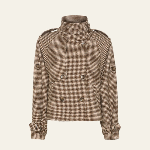 The Vienna Checked Wool Cropped Coat