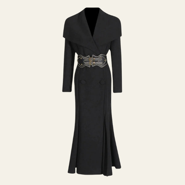 The Cressida Wide-Lapel Sculpted Belted Coat