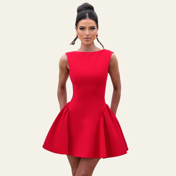 The Amalfi Red Cocktail Structured Mini Dress