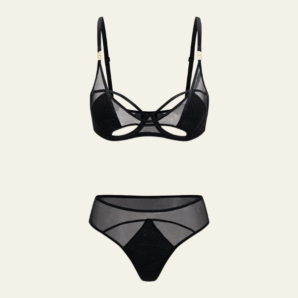 The Verona Mesh Cut-Out Lingerie Set