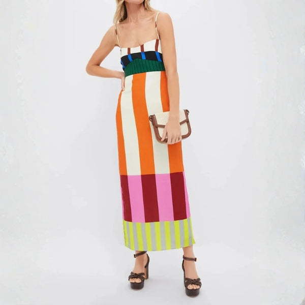 The Bengal Striped Column Maxi Dress