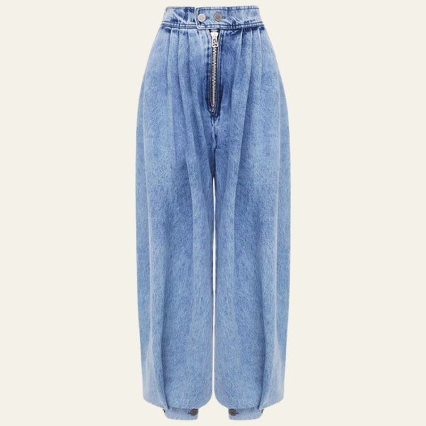 The Valencia Pleated Balloon Denim Pants