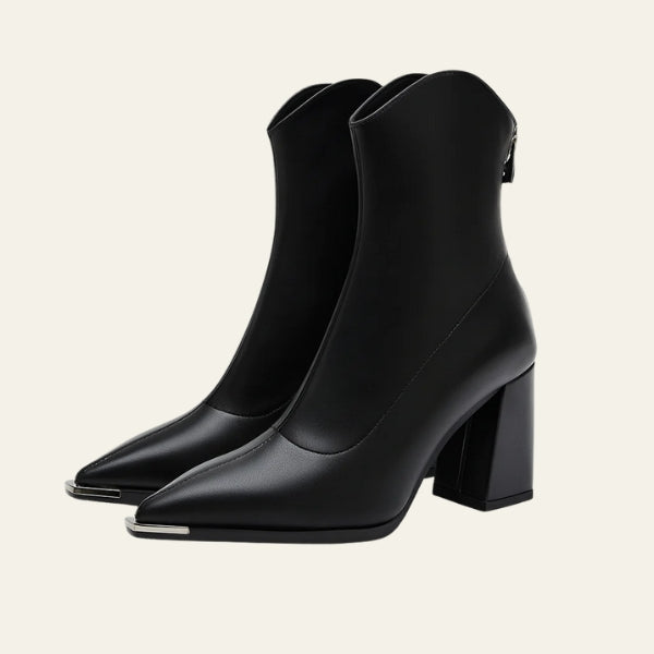 The Milan Pointed-Toe Block Heel Ankle Boots