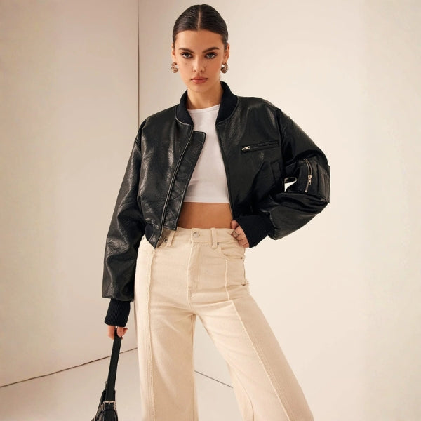 The Milano Faux Leather Bomber Jacket