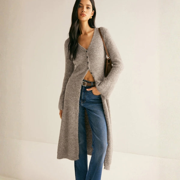 The Florence Button-Front Longline Knit Cardigan