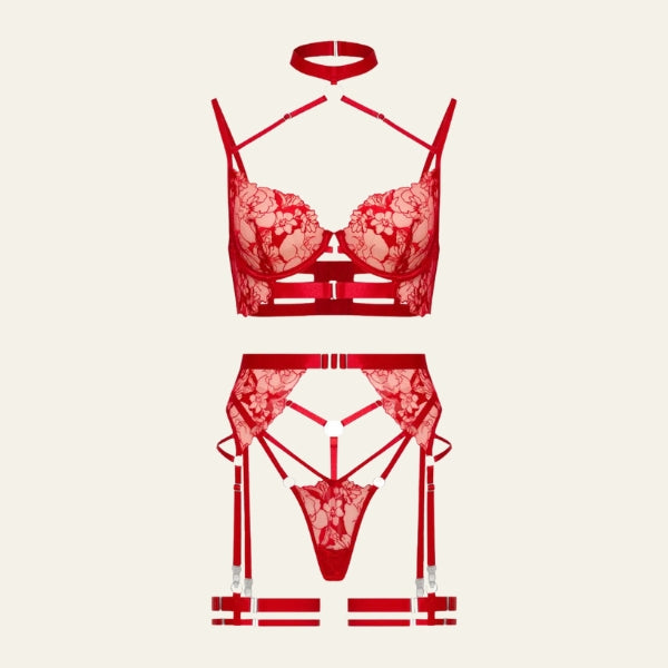 The Vesper Floral Harness Lingerie Set