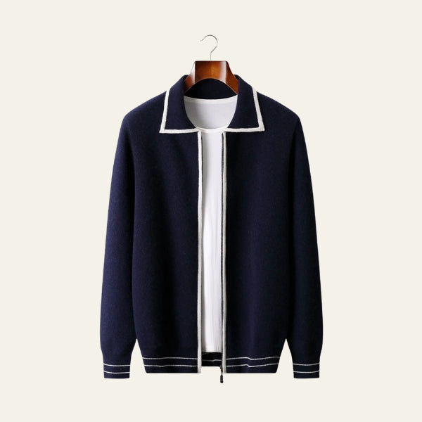 The Monaco Merino Wool Zip Cardigan