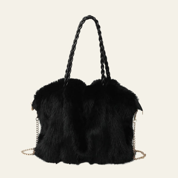 The Milan Braided-Handle Faux-Fur Tote Bag