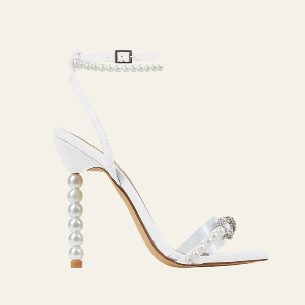 The Capri Pearl-Embellished Stiletto Sandals