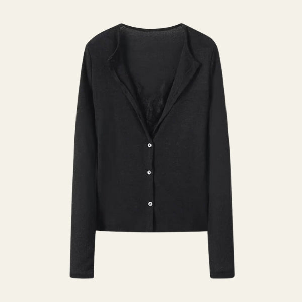 The Paris Lace-Trim Button Cardigan