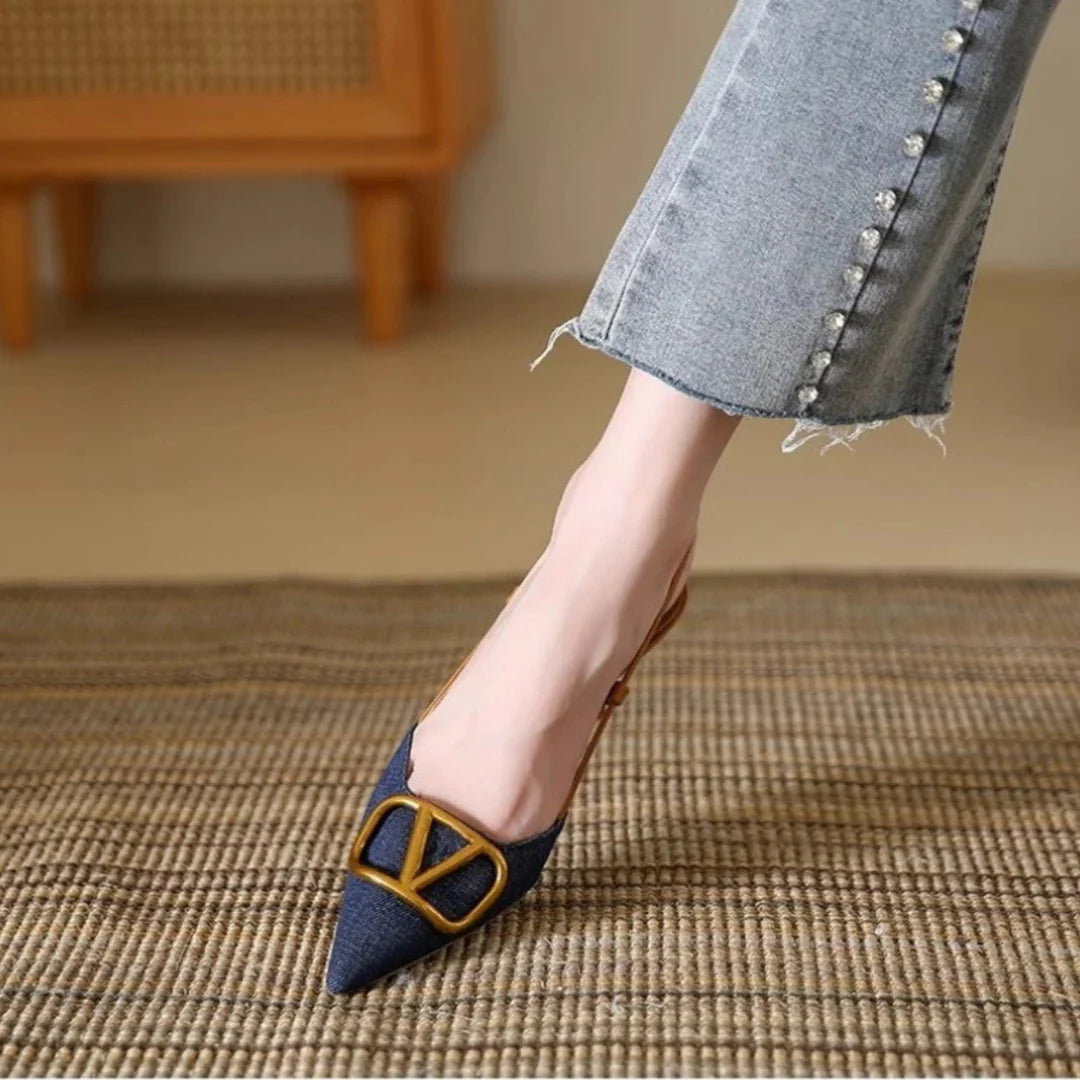 The Riviera Buckle Slingback Heels