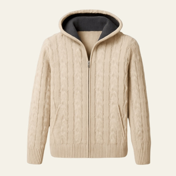 The Alpine Merino Wool Hooded Zip Cardigan