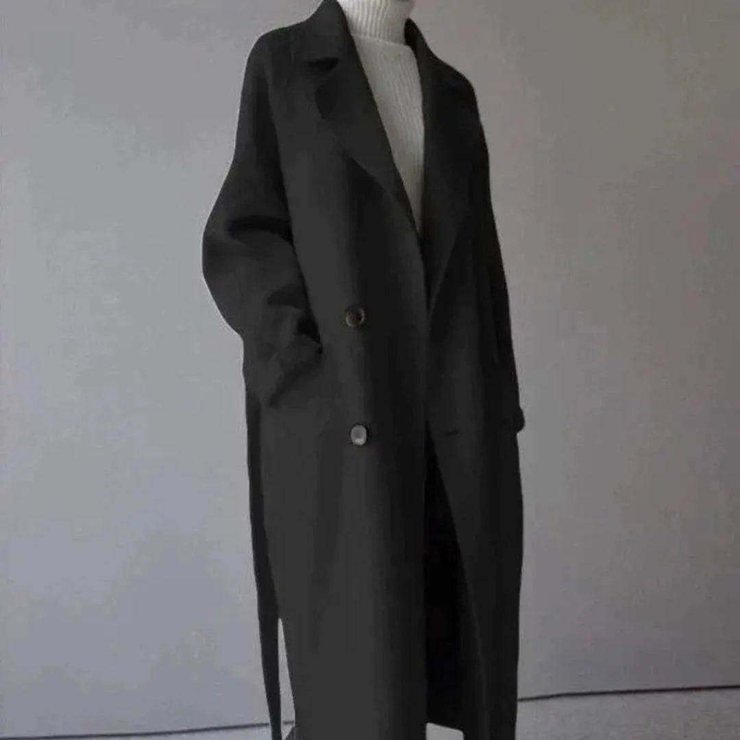 The Milan Soft-Weave Double-Breasted Long Coat