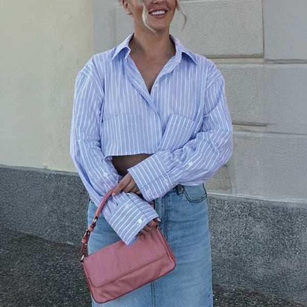 The Manhattan Cropped Striped Shirt