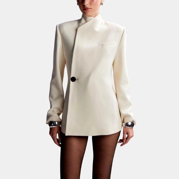 The Bridget Asymmetric Stand-Collar Blazer