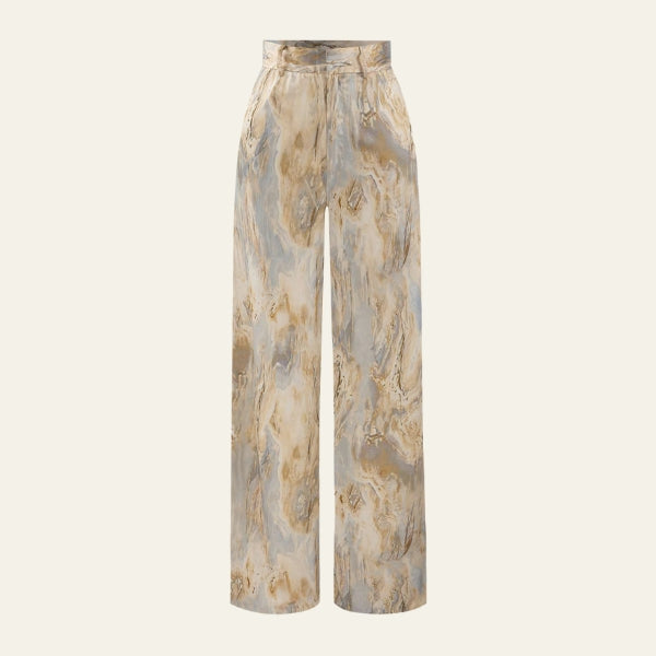 The Capri Marble-Print Wide Leg Trousers