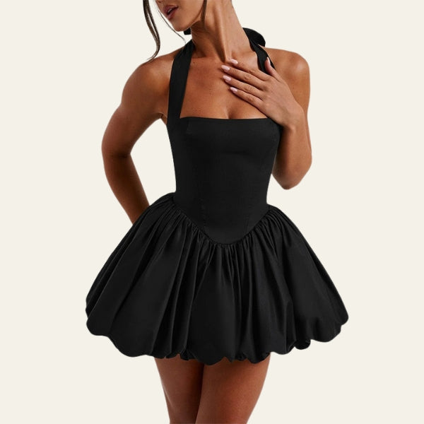 The Paris Halter Bubble Mini Dress